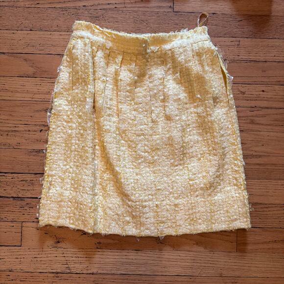 Chanel Women Yellow Skirt Set Cropped Boxy Jacket Jackie Neckline FR 36 US 4 - Picture 3 of 15